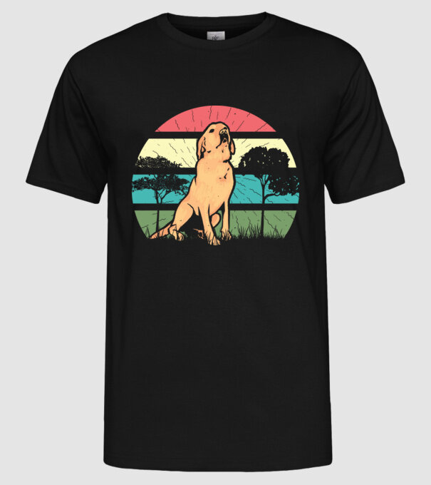 Golden Retriever retro model negru pe tricou