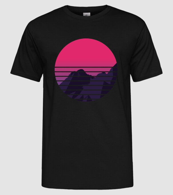 Retro Munte model negru pe tricou