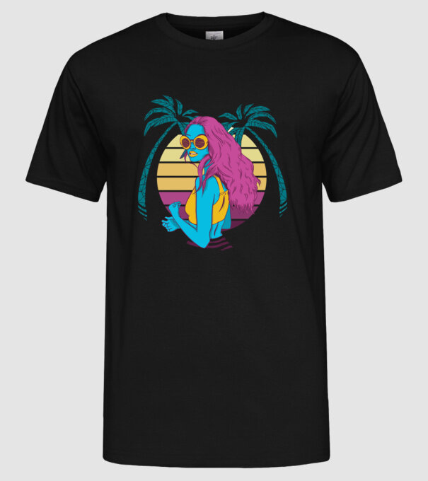 Fată Retro model negru pe tricou