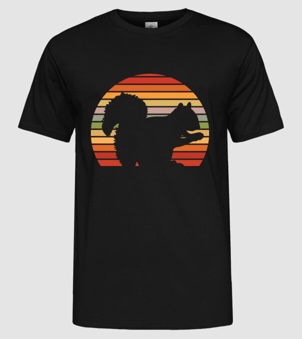 Veveriță Retro model negru pe tricou
