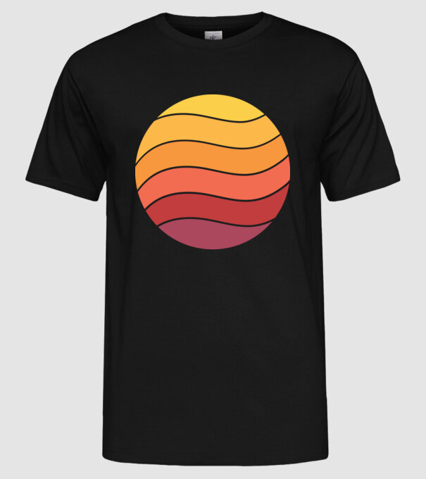 Fond Retro Apus de soare model negru pe tricou