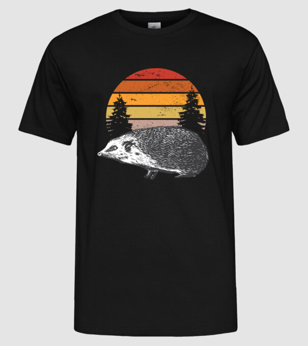 Arici Retro model negru pe tricou