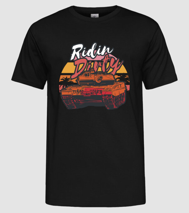 Ridin Dirty tricou cu tanc model negru pe tricou