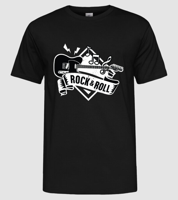 Rock & Roll chitară model negru pe tricou