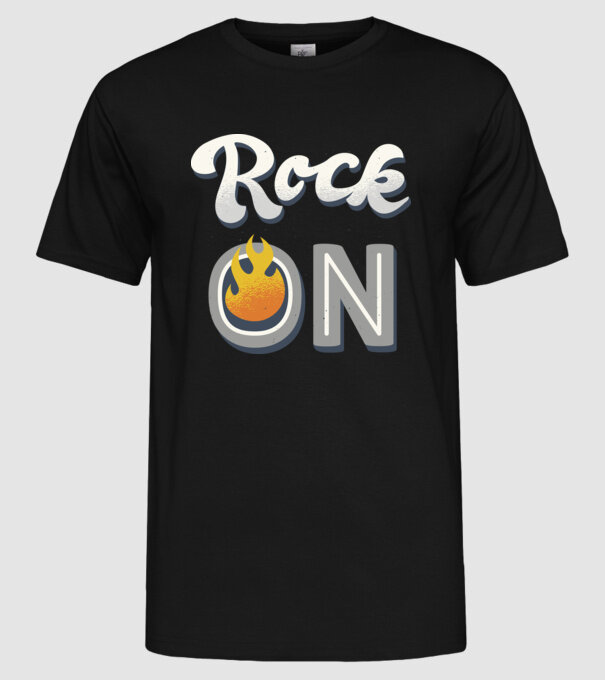 Rock On model negru pe tricou