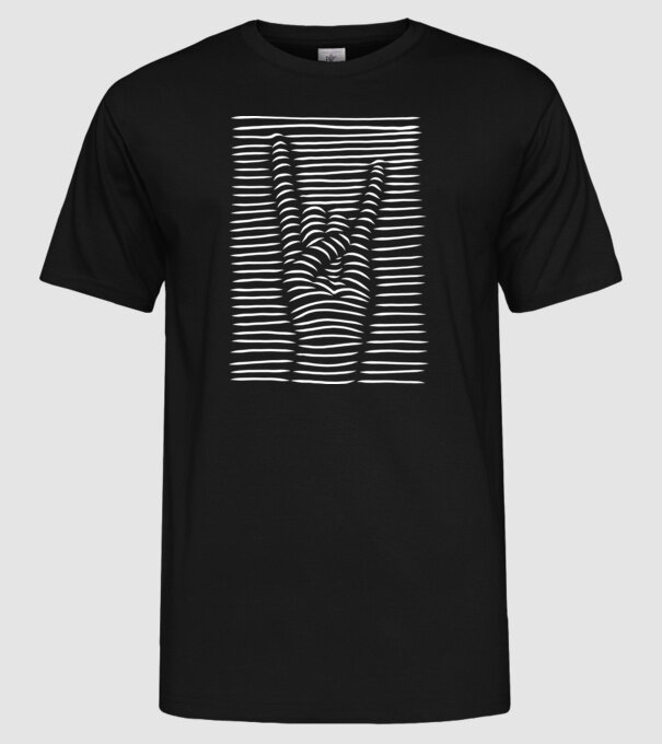 Mână Rocker model negru pe tricou