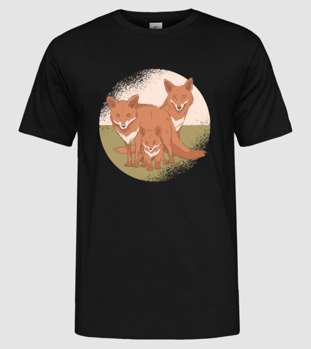 Familie Vulpe model negru pe tricou