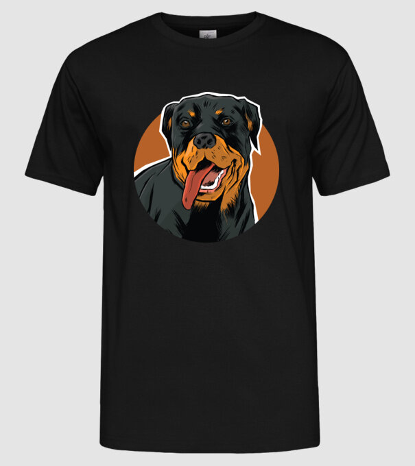 Tricou cu Câine Rottweiler model negru pe tricou