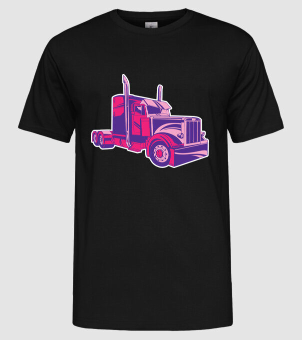 Camion roz model negru pe tricou