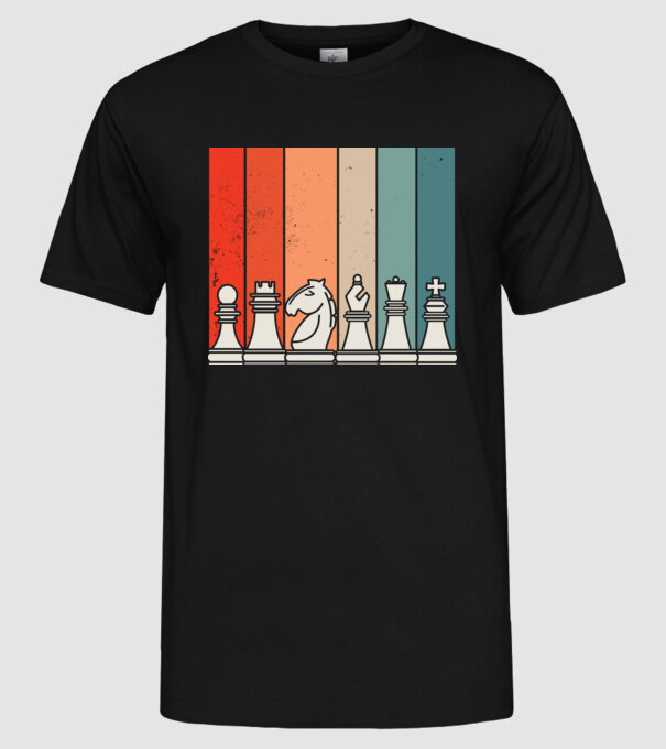 Șah Retro model negru pe tricou