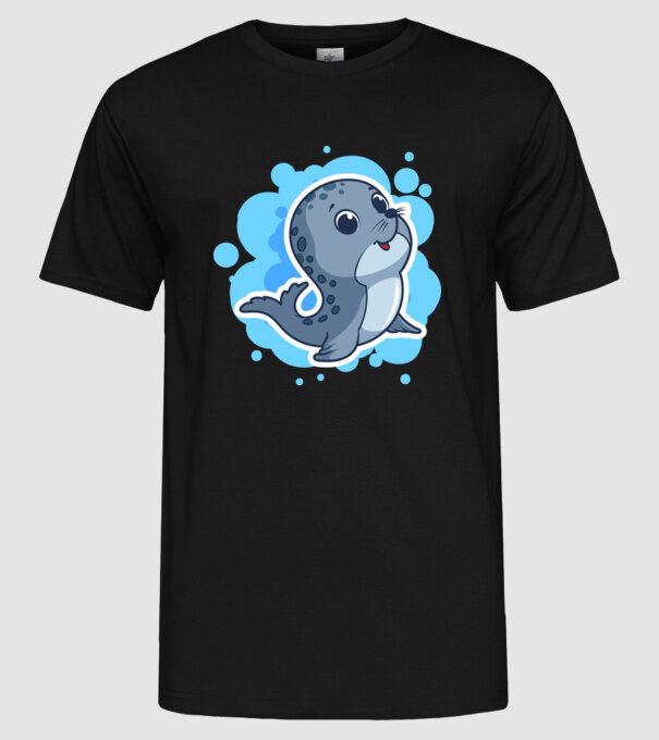 Sea Lion - Focă drăguță model negru pe tricou