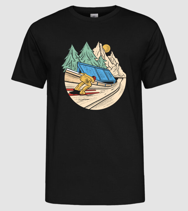Săritor cu schiuri model negru pe tricou