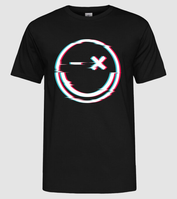 Smile glitch neon tiktok style model negru pe tricou