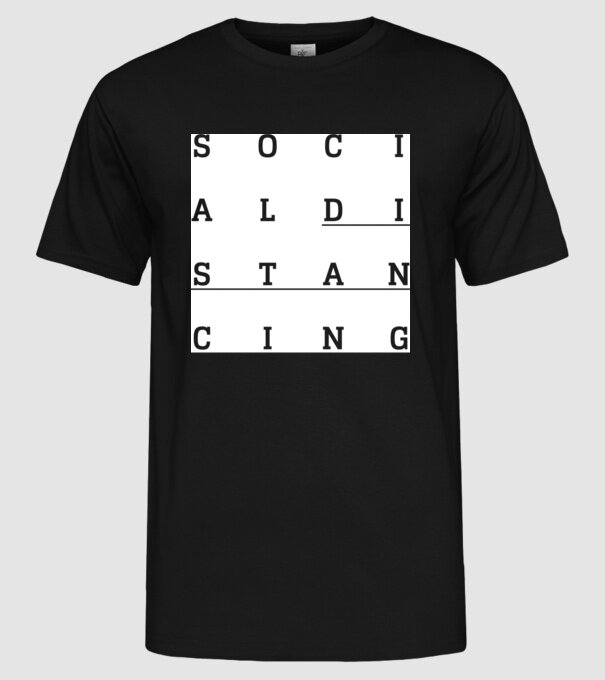 Social distancing model negru pe tricou