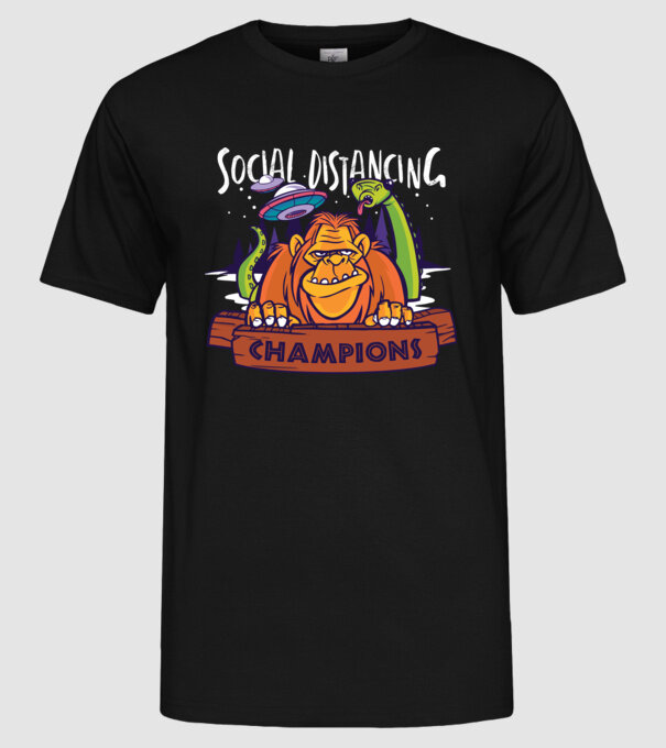 Campioni Social Distancing model negru pe tricou