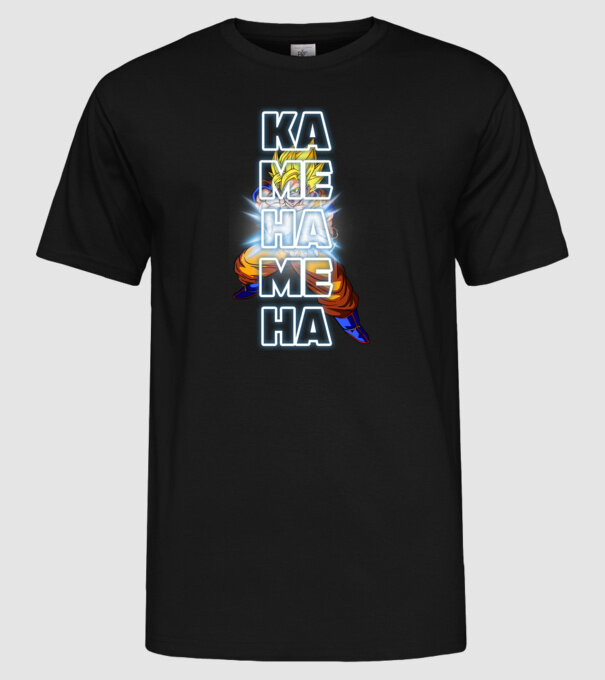 Son Goku Kamehameha model negru pe tricou
