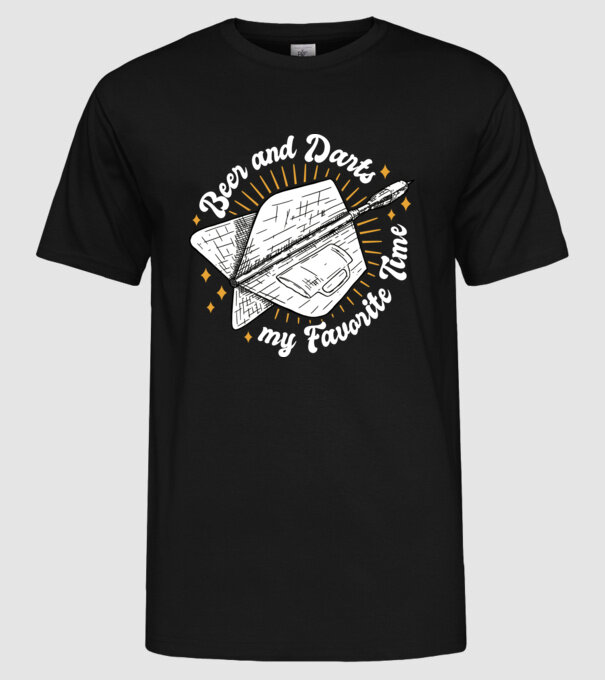 Bere și darts model negru pe tricou