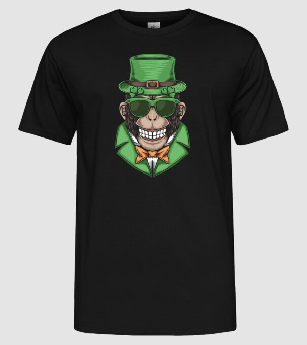 Sfântul Patrick Maimuță model negru pe tricou