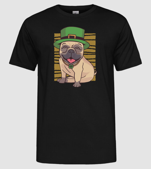 Sfântul Patrick Mops model negru pe tricou