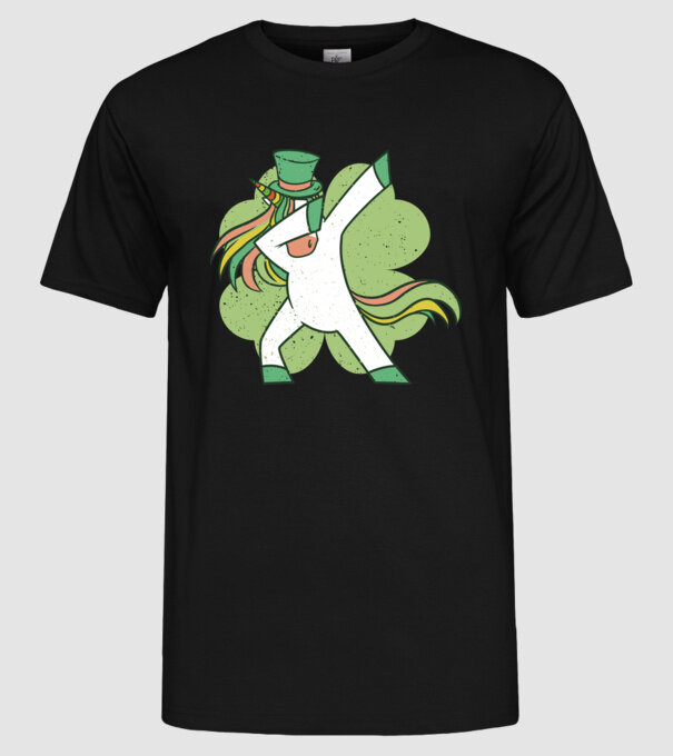 St Patrick Unicorn DAB model negru pe tricou