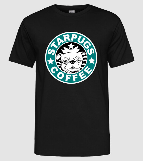 Starpugs Coffee model negru pe tricou