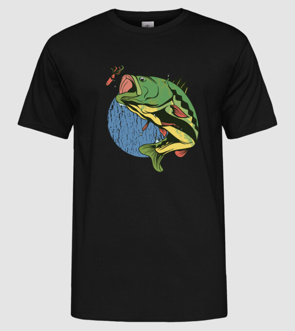 Biban Pescar model negru pe tricou