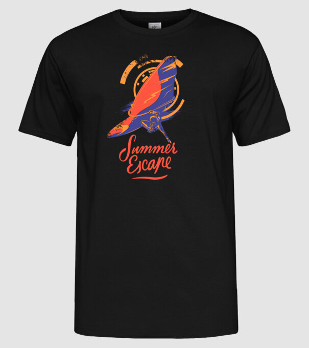 Summer escape Surf model negru pe tricou