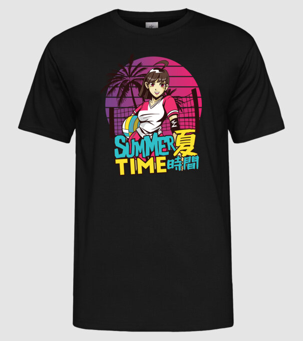 Summer Girl Anime Fată Manga model negru pe tricou