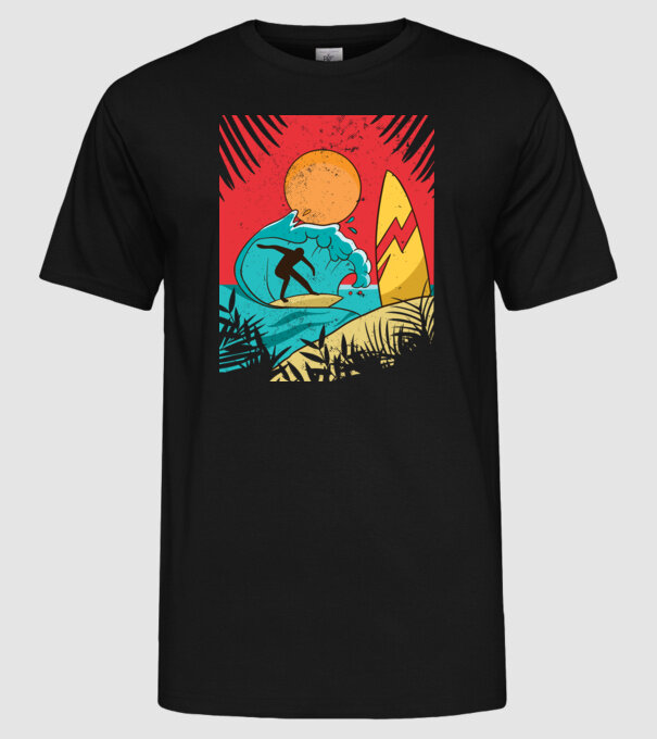 Afiș Surf model negru pe tricou