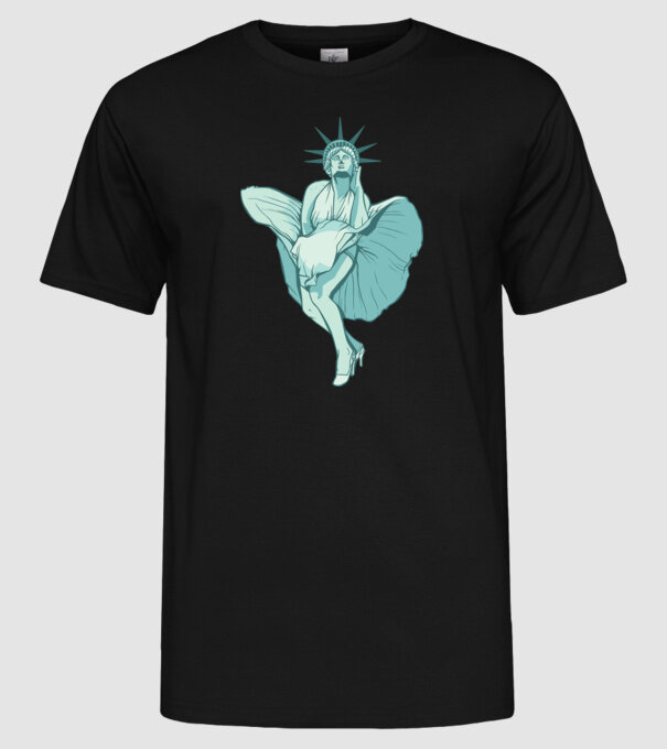 Statuia Libertății rușinos model negru pe tricou