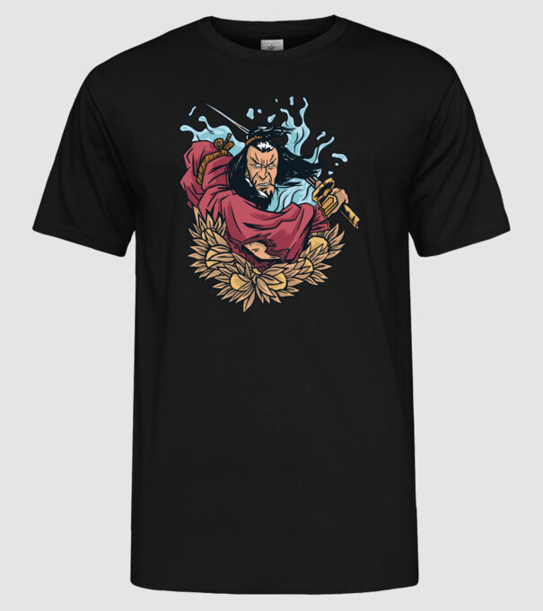 Samurai model negru pe tricou