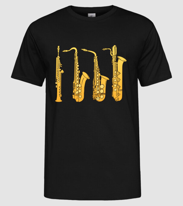 Saxofoane model negru pe tricou