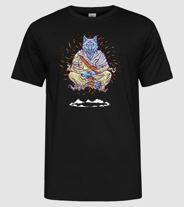Lup Călugăr model negru pe tricou