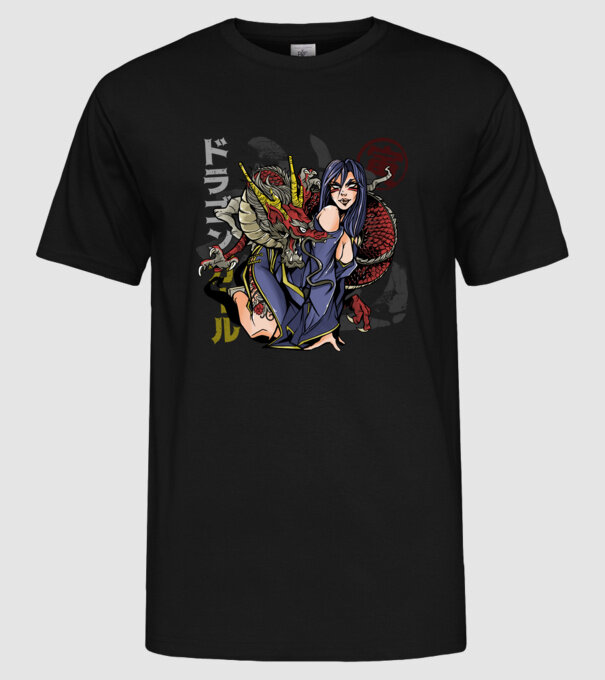 Dragon sexy Anime model negru pe tricou