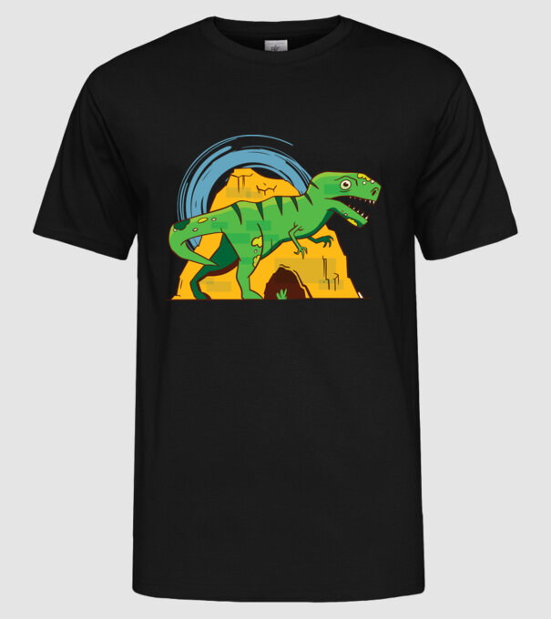 Dinozaur T-rex model negru pe tricou