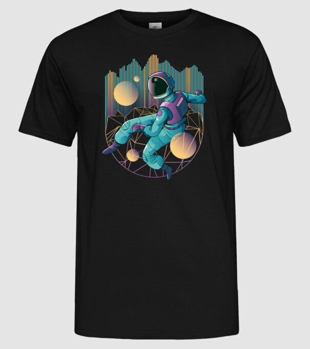 Techno Astronaut tricou astronaut model negru pe tricou
