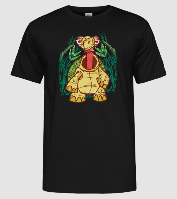 Gât Broască țestoasă model negru pe tricou