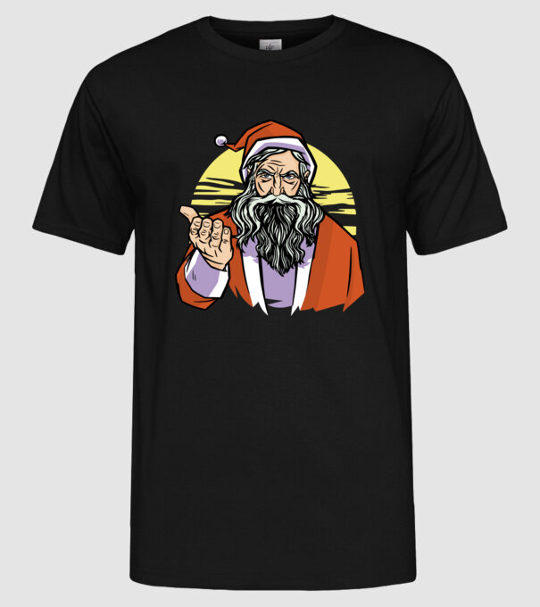 Moș Crăciun model negru pe tricou