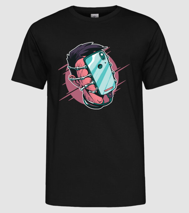 Telefon Facehugger tricou amuzant model negru pe tricou