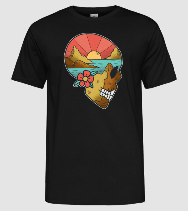 Natură Craniu model negru pe tricou