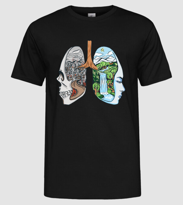 Natură Plămâni imagine model negru pe tricou