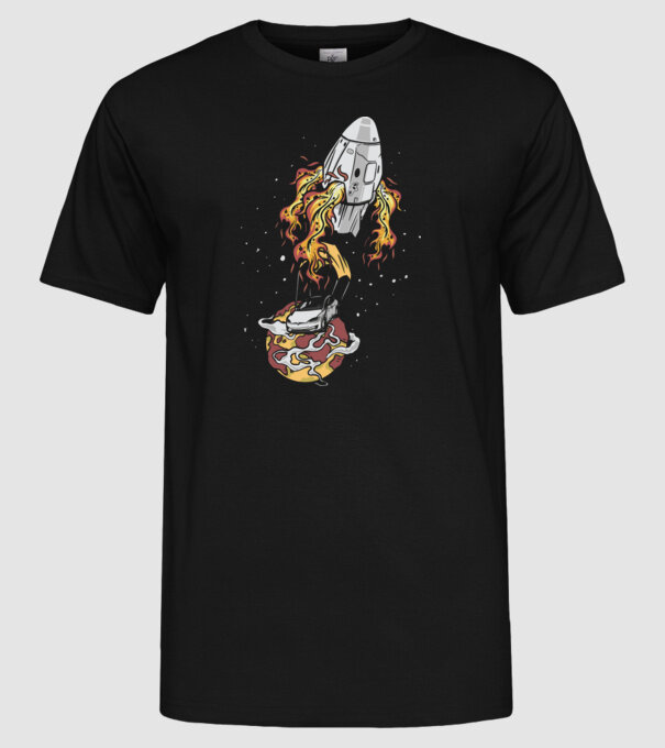 Tesla în spațiu model negru pe tricou