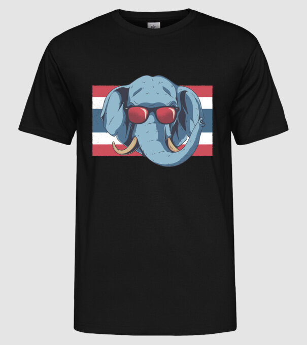 Thailanda Elefant tricou model negru pe tricou