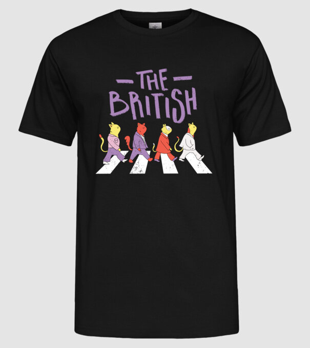 The British Pisicuțe model negru pe tricou