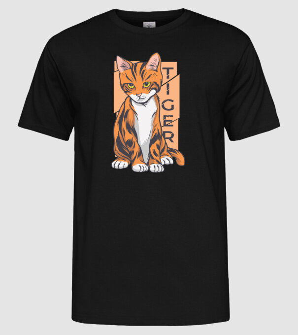 Pisică Tigru model negru pe tricou
