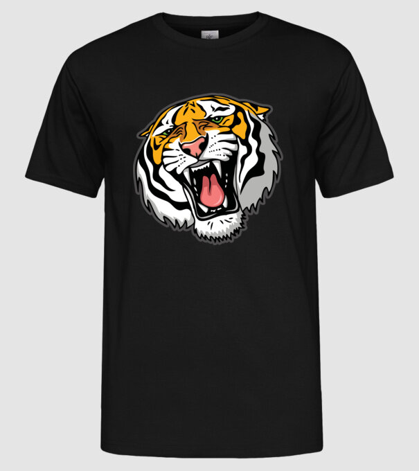 Tricou cu cap de tigru model negru pe tricou