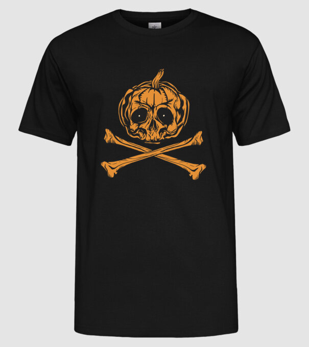 Dovleac craniu Halloween model negru pe tricou