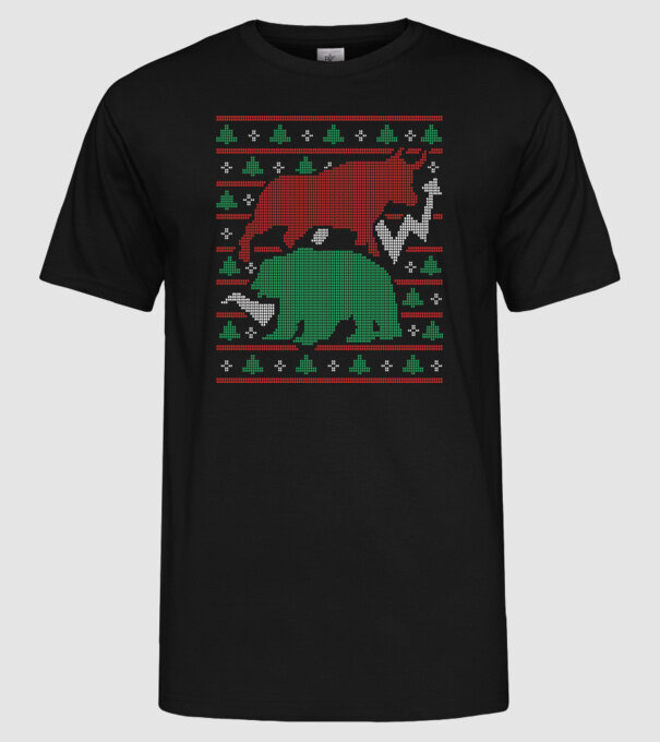Pulover urât Bursa de valori model negru pe tricou