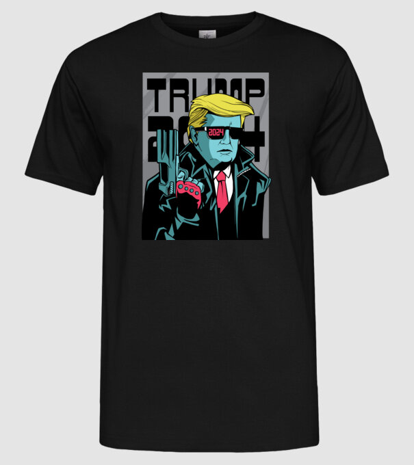 Trump Terminator 2024 model negru pe tricou