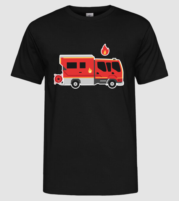 Mașină de pompieri model negru pe tricou